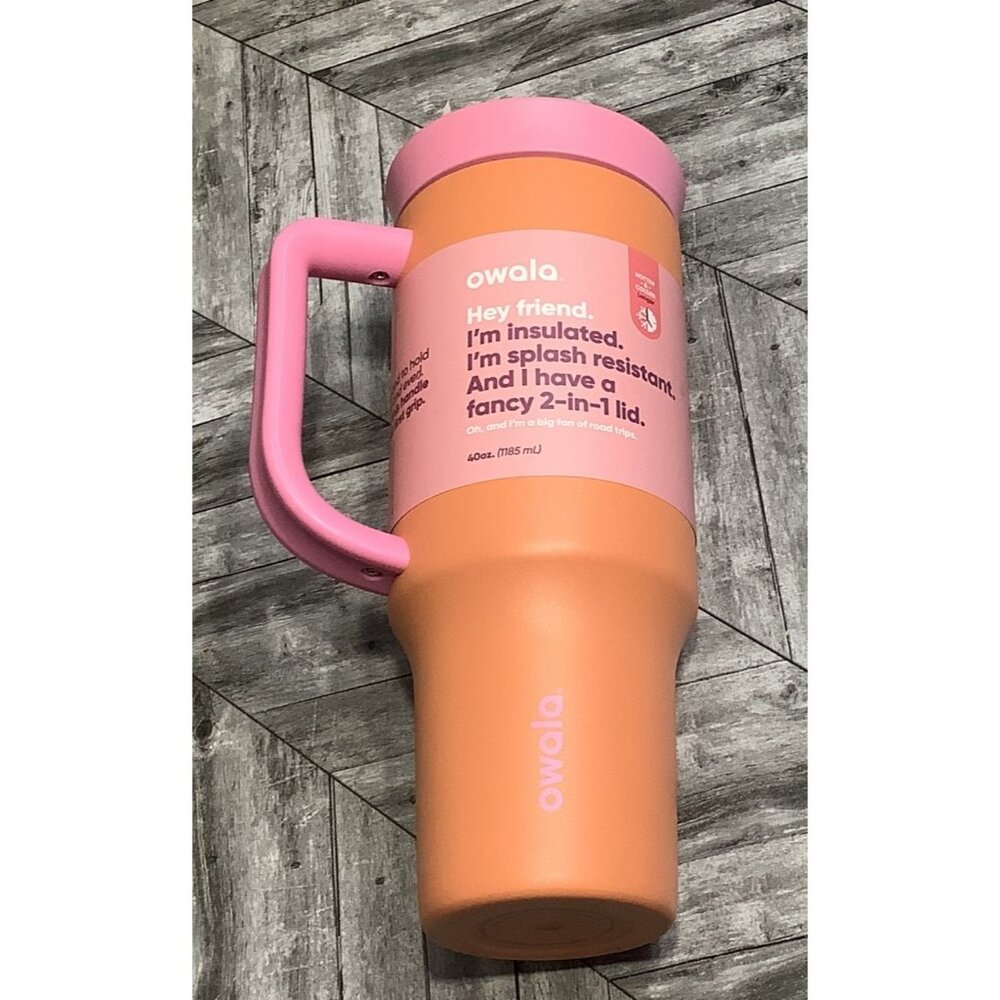 Owala Tumbler Water Bottle 40 Oz Insulated With 2-In-1 Lid Tangy Tango NO STRAW